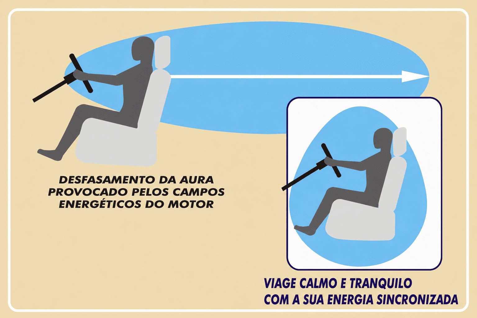 Ilustração do campo energético deslocado pela força do motor